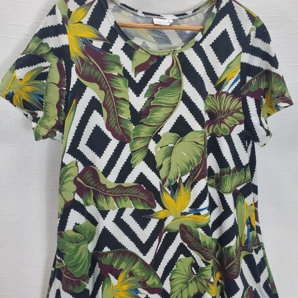 Lularoe Dress Womens L Tropical T-Shirt Short Sleeve Knee Length Pockets Swing - Picture 2 of 12